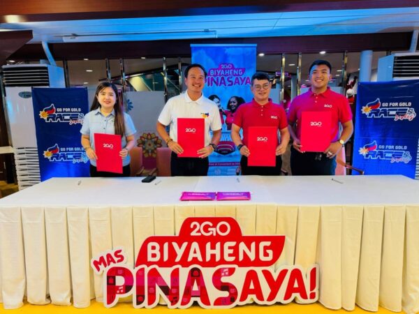 Nica-Lim Tan, Marketing Promotions Specialist of Go For Gold Philippines; Jeremy Randell Go, Head of Go For Gold Philippines; Roland Sunga, 2GO Travel AVP for F&B, Ancillary, and Hotel Operations; and George Narag, 2GO Travel Senior Brand Manager.
