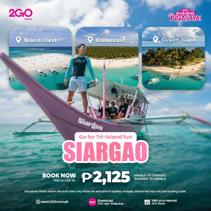 Travel to Siargao: Sail directly from Manila to Siargao and Siargao to Manila