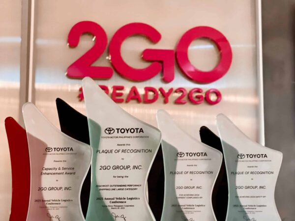 2GO received five major recognitions from automotive giant Toyota Motor Philippines Corporation, including the 2024 Most Outstanding Performer – Shipping Line (Large Category), the Capacity and Service Enhancement Award, the 2024 Shipment Compliance Key Performance Indicator, the 2024 Safety Key Performance Indicator, and, most recently, the 2024 Superior Shipping Line Award.